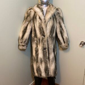 Tissavel of France Black and White Faux Fur Long Coat